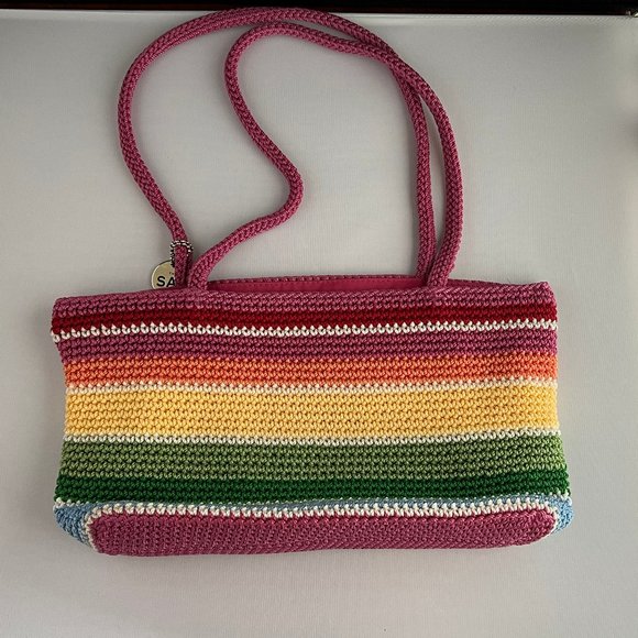 THE SAK Set of TWO Crochet Double Handle Multi Colored Handbags - Picture 3 of 7